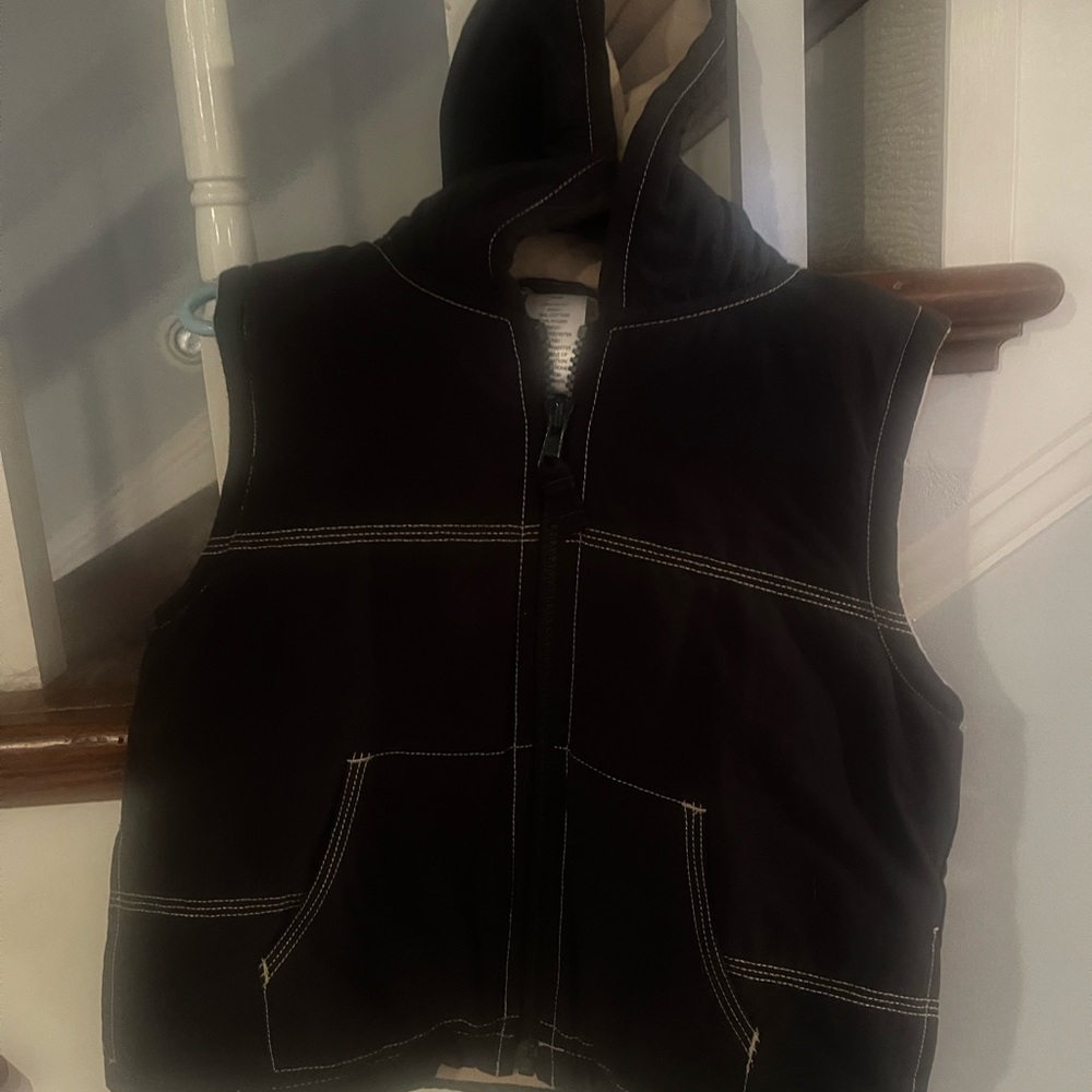 Blue Hooded Vest with Contrast Stitching Size XS